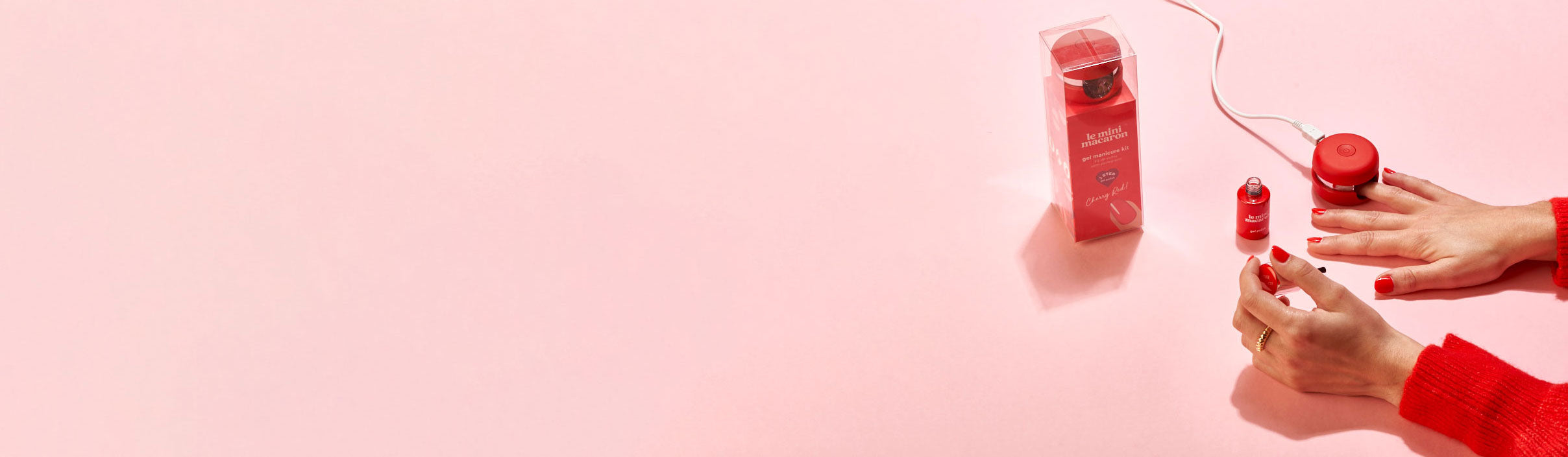 le mini macaron gel manicure kit cherry red